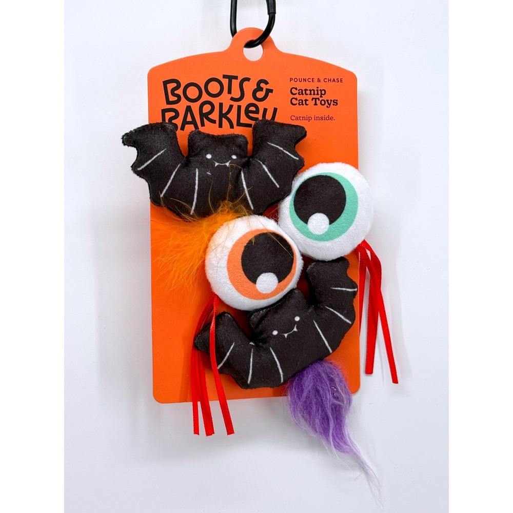 Boots & Barkley Halloween Catnip Cat Toys 4 Pack Bats and Eyeballs Plush Set